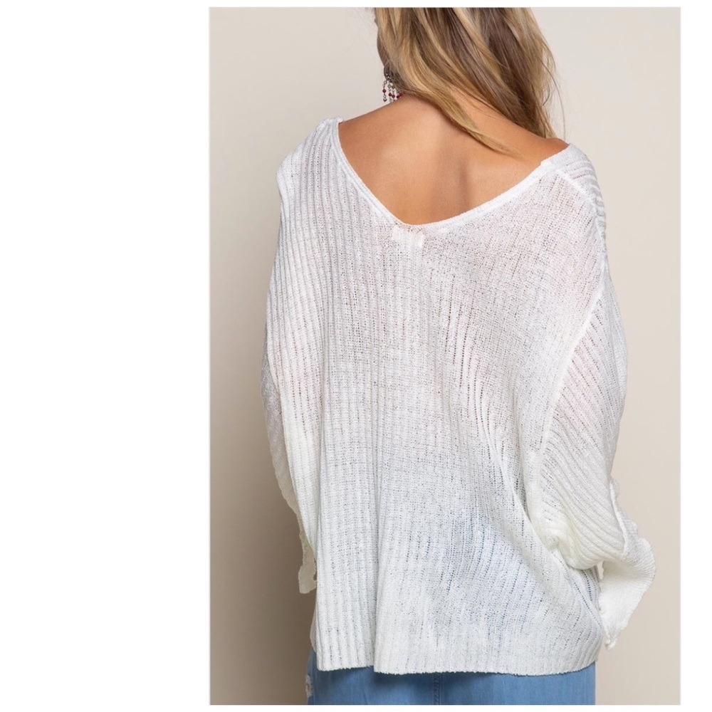 Cream Float on Me Lightweight Sweater Top - Picture 2 of 14